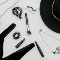flat lay fashion black accessories for blogger stylish woman - fashion stock pictures, royalty-free photos & images