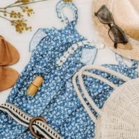 flat lay shot of female holiday clothing and accessories for summer fashion - fashion stock pictures, royalty-free photos & images