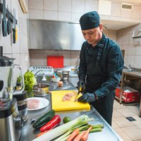 flawless preparation, asian cook readies ingredients - food stock pictures, royalty-free photos & images