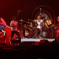 Flea, Anthony Kiedis, Chad Smith, and John Frusciante of Red Hot Chili Peppers perform onstage during the 2023 Global Citizen Concert at Central...