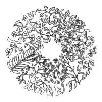 flora leaf circle composition doodles - garden decoration stock illustrations