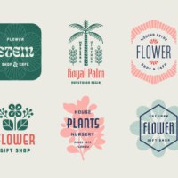 floral badges and labels - fashion stock illustrations