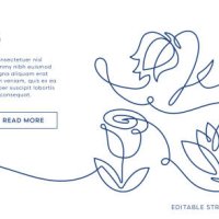 floral elements illustration. continuous line art of various flowers and leaves - garden decoration stock illustrations