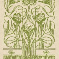 floral ornament with lilies and butterfly decorative art nouveau 1897 - garden decoration stock illustrations