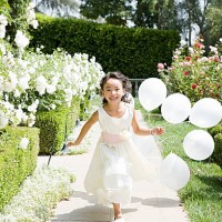 flower girl with balloons - garden decoration stock pictures, royalty-free photos & images