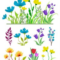 flowers set - garden decoration stock illustrations