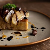 foie gras with fruits french food - food stock pictures, royalty-free photos & images