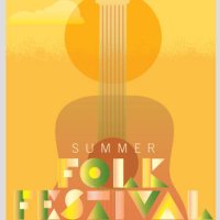 folk festival art deco style poster design template - concert stock illustrations