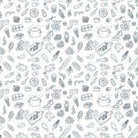 food and cooking seamless pattern doodles - food stock illustrations