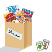 food bank donation concept - food stock illustrations