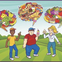 food for thought children - junk food stock illustrations