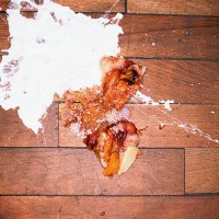 food in a mess on the floor - food stock-fotos und bilder
