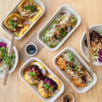 food in environmental friendly packaging. - junk food stock pictures, royalty-free photos & images