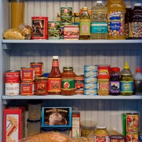 food items on pantry shelves - food stock pictures, royalty-free photos & images