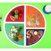 food plate nutrition chart split into four wedges - food stock pictures, royalty-free photos & images