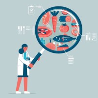 food quality control - female - junk food stock illustrations