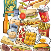 food set - junk food stock illustrations