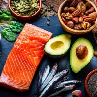 food with high content of omega-3 fats - food stock pictures, royalty-free photos & images
