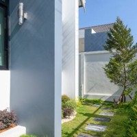 footpath and small garden in modern house - garden decoration stock pictures, royalty-free photos & images