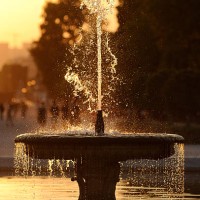 fountain in sunset - garden decoration stock pictures, royalty-free photos & images