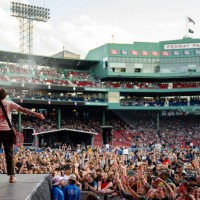 Four Year Strong performs during the Fall Out Boy So Much For Dust tour during the Nucor Fenway Concert Series presented by Wasabi Technologies on...