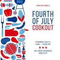 fourth of july bbq party invitation template. - food stock illustrations