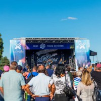 free music concert at harbor of trois-rivieres in canada - concert stock pictures, royalty-free photos & images