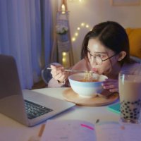 freelance woman work from home - junk food stock pictures, royalty-free photos & images