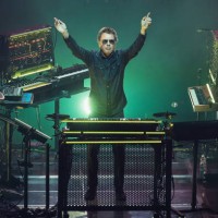 French composer, performer and record producer Jean-Michel Jarre performs on stage at Paramount Theatre on April 18, 2018 in Seattle, Washington.