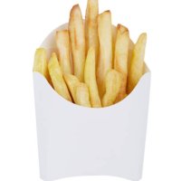 french fries in a white disposable box, isolated on white background - junk food stock pictures, royalty-free photos & images