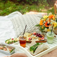 french style outdoor picnic with cheese, fruits and drinks. copy space. - food stock pictures, royalty-free photos & images