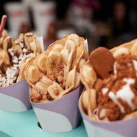 fresh dessert on display at concession stand - concert stock pictures, royalty-free photos & images