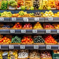 fresh fruits and vegetables on a market stall for sale at the supermarket - food stock pictures, royalty-free photos & images