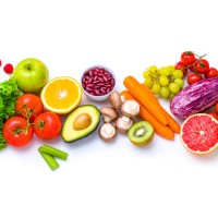 fresh multicolored fruits and vegetables on white background - food stock pictures, royalty-free photos & images