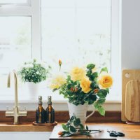 freshly cut yellow roses from the garden - garden decoration stock pictures, royalty-free photos & images
