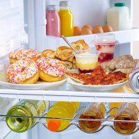 fridge containing unhealthy food - junk food stock pictures, royalty-free photos & images