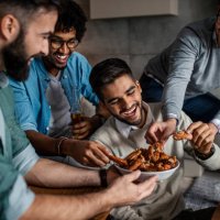 friends at home eating fast food - junk food stock pictures, royalty-free photos & images
