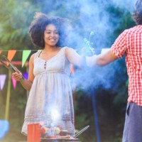 friends cheering and making backyard barbecue - garden decoration stock pictures, royalty-free photos & images