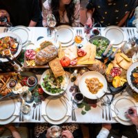 friends enjoy luxury meal at restaurant - food stock pictures, royalty-free photos & images