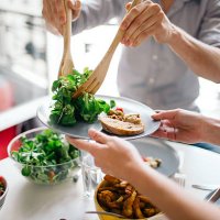 friends enjoying lunch - food stock pictures, royalty-free photos & images
