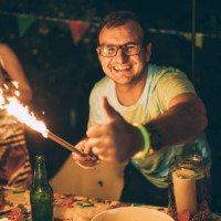 friends having a party - garden decoration stock pictures, royalty-free photos & images