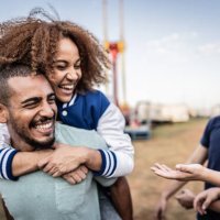 friends having fun on the amusement park - concert stock pictures, royalty-free photos & images