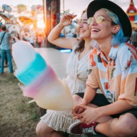 friends in the amusement park - food stock pictures, royalty-free photos & images