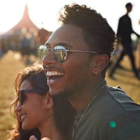 friends laughing at big festival concert - concert stock pictures, royalty-free photos & images