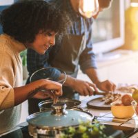 friends living and cooking together - food stock pictures, royalty-free photos & images