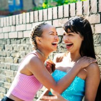 friends sharing a joke - fashion stock pictures, royalty-free photos & images