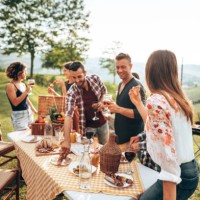 friends toasting together for the bbq - food stock pictures, royalty-free photos & images