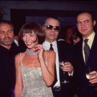 From left, Italian fashion designer Gianni Versace , British-American fashion editor & journalist Anna Wintour, German fashion designer Karl...