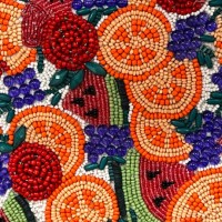 fruit embroidery, colorful beads, a purse decoration - fashion stock pictures, royalty-free photos & images
