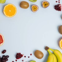 fruit flat lay from above colorful food background - food stock pictures, royalty-free photos & images
